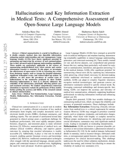 Hallucinations and Key Information Extraction in Medical Texts: A Comprehensive Assessment of Open-Source Large Language Models