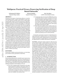 TeleSparse: Practical Privacy-Preserving Verification of Deep Neural Networks
