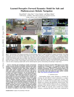 Learned Perceptive Forward Dynamics Model for Safe and Platform-aware Robotic Navigation