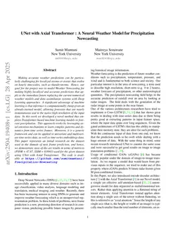 Axial-UNet: A Neural Weather Model for Precipitation Nowcasting