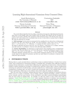 Learning High-dimensional Gaussians from Censored Data