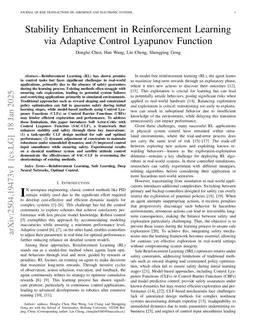 Stability Enhancement in Reinforcement Learning via Adaptive Control Lyapunov Function