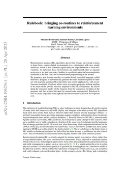 Rulebook: bringing co-routines to reinforcement learning environments