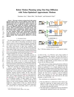 Robot Motion Planning using One-Step Diffusion with Noise-Optimized Approximate Motions