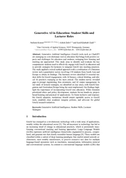 Generative AI in Education: Student Skills and Lecturer Roles