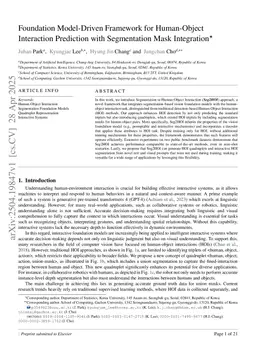 Foundation Model-Driven Framework for Human-Object Interaction Prediction with Segmentation Mask Integration