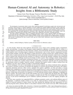 Human-Centered AI and Autonomy in Robotics: Insights from a Bibliometric Study