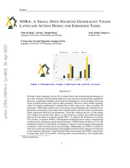 NORA: A Small Open-Sourced Generalist Vision Language Action Model for Embodied Tasks