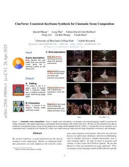 CineVerse: Consistent Keyframe Synthesis for Cinematic Scene Composition
