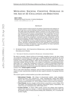 Mitigating Societal Cognitive Overload in the Age of AI: Challenges and Directions