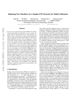 Balancing Two Classifiers via A Simplex ETF Structure for Model Calibration