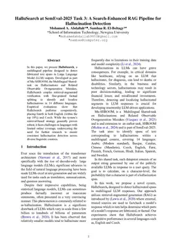 HalluSearch at SemEval-2025 Task 3: A Search-Enhanced RAG Pipeline for Hallucination Detection