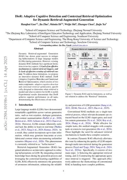 DioR: Adaptive Cognitive Detection and Contextual Retrieval Optimization for Dynamic Retrieval-Augmented Generation