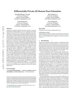 Differentially Private 2D Human Pose Estimation