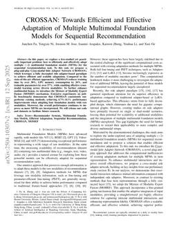 CROSSAN: Towards Efficient and Effective Adaptation of Multiple Multimodal Foundation Models for Sequential Recommendation