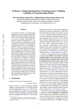S1-Bench: A Simple Benchmark for Evaluating System 1 Thinking Capability of Large Reasoning Models