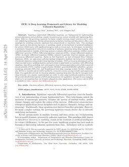 DUE: A Deep Learning Framework and Library for Modeling Unknown Equations