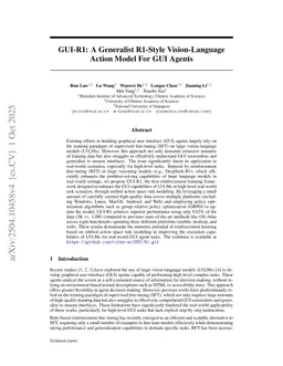 GUI-R1 : A Generalist R1-Style Vision-Language Action Model For GUI Agents