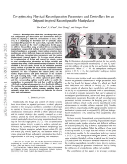 Co-optimizing Physical Reconfiguration Parameters and Controllers for an Origami-inspired Reconfigurable Manipulator