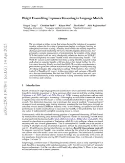 Weight Ensembling Improves Reasoning in Language Models