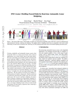 DNF-Avatar: Distilling Neural Fields for Real-time Animatable Avatar Relighting