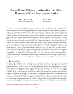 Beyond Chains of Thought: Benchmarking Latent-Space Reasoning Abilities in Large Language Models