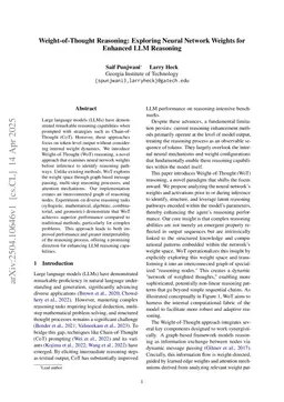 Weight-of-Thought Reasoning: Exploring Neural Network Weights for Enhanced LLM Reasoning