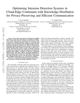 Optimising Intrusion Detection Systems in Cloud-Edge Continuum with Knowledge Distillation for Privacy-Preserving and Efficient Communication