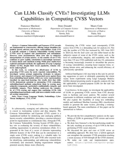 Can LLMs Classify CVEs? Investigating LLMs Capabilities in Computing CVSS Vectors