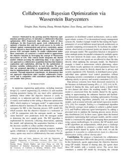 Collaborative Bayesian Optimization via Wasserstein Barycenters