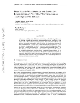 Deep Audio Watermarks are Shallow: Limitations of Post-Hoc Watermarking Techniques for Speech