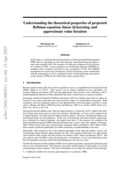 Understanding the theoretical properties of projected Bellman equation, linear Q-learning, and approximate value iteration