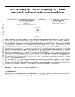 Why am I seeing this? Towards recognizing social media recommender systems with missing recommendations