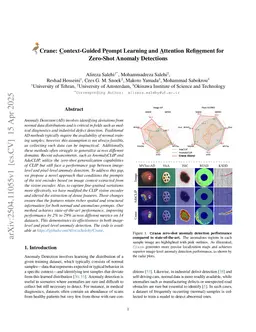 Crane: Context-Guided Prompt Learning and Attention Refinement for Zero-Shot Anomaly Detection