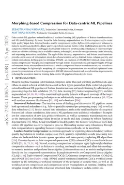 Morphing-based Compression for Data-centric ML Pipelines