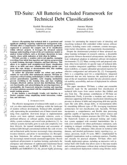 TD-Suite: All Batteries Included Framework for Technical Debt Classification