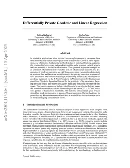 Differentially Private Geodesic and Linear Regression