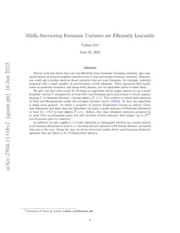 Mildly-Interacting Fermionic Unitaries are Efficiently Learnable