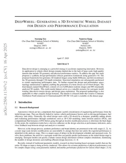 DeepWheel: Generating a 3D Synthetic Wheel Dataset for Design and Performance Evaluation
