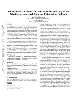 Greedy Restart Schedules: A Baseline for Dynamic Algorithm Selection on Numerical Black-box Optimization Problems
