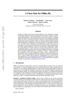 A Clean Slate for Offline Reinforcement Learning