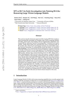 SFT or RL? An Early Investigation into Training R1-Like Reasoning Large Vision-Language Models