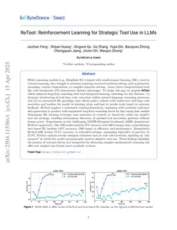 ReTool: Reinforcement Learning for Strategic Tool Use in LLMs