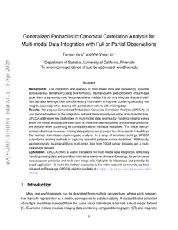Generalized probabilistic canonical correlation analysis for multi-modal data integration with full or partial observations