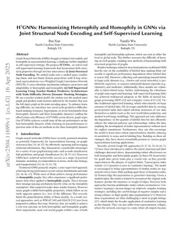 H$^3$GNNs: Harmonizing Heterophily and Homophily in GNNs via Joint Structural Node Encoding and Self-Supervised Learning
