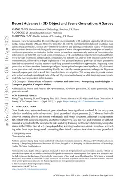 Recent Advances in 3D Object and Scene Generation: A Survey