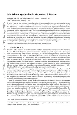 Blockchain Application in Metaverse: A Review