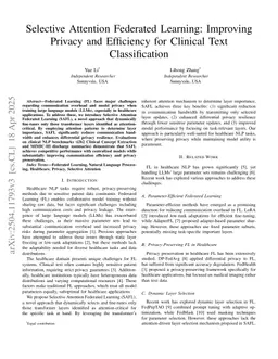 Selective Attention Federated Learning: Improving Privacy and Efficiency for Clinical Text Classification