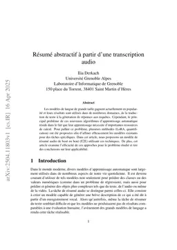 Résumé abstractif à partir dúne transcription audio
