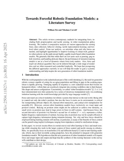 Towards Forceful Robotic Foundation Models: a Literature Survey
